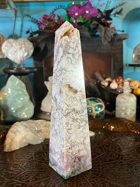 Purple, moss agate Tower